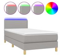 vidaXL Lit boxspring avec matelas & LED gris clair 80x200 cm Tissu