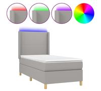 vidaXL Lit boxspring avec matelas & LED gris clair 90x190 cm Tissu