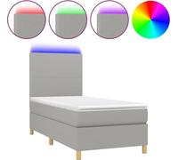 vidaXL Lit boxspring avec matelas & LED gris clair 90x190 cm Tissu