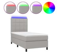 vidaXL Lit boxspring avec matelas & LED gris clair 90x190 cm Tissu