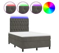 vidaXL Lit boxspring avec matelas & LED gris foncé 120x200 cm velours