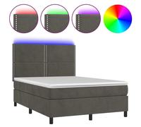 vidaXL Lit boxspring avec matelas & LED gris foncé 140x190 cm velours
