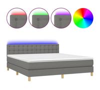 vidaXL Lit boxspring avec matelas & LED gris foncé 160x200 cm Tissu