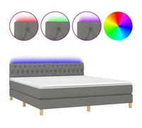 vidaXL Lit boxspring avec matelas & LED gris foncé 160x200 cm Tissu