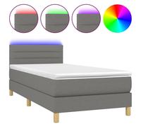 vidaXL Lit boxspring avec matelas & LED gris foncé 80x200 cm Tissu