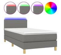 vidaXL Lit boxspring avec matelas & LED gris foncé 80x200 cm Tissu