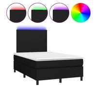 vidaXL Lit Boxspring avec matelas & LED Noir 120x200 cm Tissu