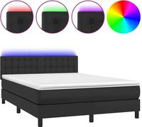 vidaXL Lit Boxspring avec matelas & LED Noir 140x190 cm Similicuir