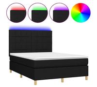 vidaXL Lit Boxspring avec matelas & LED Noir 140x190 cm Tissu
