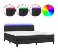 vidaXL Lit Boxspring avec matelas & LED Noir 180x200 cm Similicuir