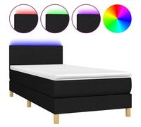 vidaXL Lit Boxspring avec matelas & LED Noir 80x200 cm Tissu