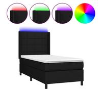 vidaXL Lit Boxspring avec matelas & LED Noir 80x200 cm Tissu