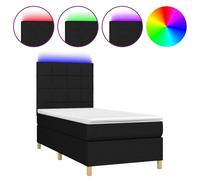 vidaXL Lit Boxspring avec matelas & LED Noir 80x200 cm Tissu