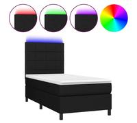 vidaXL Lit Boxspring avec matelas & LED Noir 80x200 cm Tissu