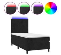 vidaXL Lit boxspring avec matelas & LED noir 80x200 cm velours
