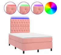 vidaXL Lit boxspring avec matelas & LED rose 120x200 cm velours