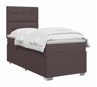 vidaXL Lit boxspring avec Matelas Marron foncé 100 x 200 cm Tissu