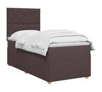 vidaXL Lit boxspring avec Matelas Marron foncé 100 x 200 cm Tissu, Mobilier Moderne pour Chambre, lit avec sommier, Cadre réglable, Matelas Confortable, Solution de Sommeil stylée