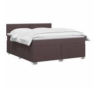 vidaXL Lit boxspring avec Matelas Marron foncé 140 x 200 cm Tissu