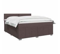 vidaXL Lit boxspring avec Matelas Marron foncé 140 x 200 cm Tissu, Boxspring Moderne, tête de lit réglable, Matelas Ferme, Sommeil Confortable, Meuble déco stylé