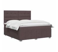 vidaXL Lit boxspring avec Matelas Marron foncé 140 x 200 cm Tissu, Chambre, Lit Moderne, Sommier à Ressorts, Mousse Réglable, Solution Confortable, Matelas Isolant des mouvements