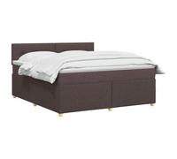 vidaXL Lit boxspring avec Matelas Marron foncé 140 x 200 cm Tissu, Lit de Chambre, Cadre Box Moderne avec tête réglable, Matelas Ferme, mobilier Soutien pour Un Sommeil paisible