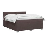 vidaXL Lit boxspring avec Matelas Marron foncé 160 x 200 cm Tissu, Chambre, Lit Box Spring Moderne, Surface de Sommeil, Tête réglable, Cadre Fonctionnel, Soutien Matelas Cozy