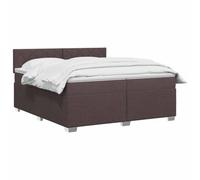 vidaXL Lit boxspring avec Matelas Marron foncé 200 x 200 cm Tissu, Chambre, Lit Box Spring Moderne, Surface de Sommeil, Tête réglable, Cadre Fonctionnel, Soutien Matelas Cozy