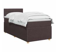 vidaXL Lit boxspring avec Matelas Marron foncé 90 x 190 cm Tissu, Chambre Tendance, lit Box Spring Moderne, tête réglable, Cadre rembourré, Solution Matelas mi-Ferme