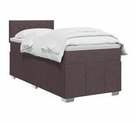 vidaXL Lit boxspring avec Matelas Marron foncé 90 x 200 cm Tissu, Boxspring Moderne, tête de lit réglable, Matelas Ferme, Sommeil Confortable, Meuble déco stylé