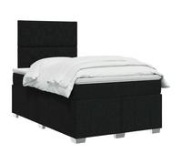 vidaXL Lit boxspring avec Matelas Noir 120 x 190 cm Tissu, Chambre, Lit Moderne, Sommier à Ressorts, Mousse Réglable, Solution Confortable, Matelas Isolant des mouvements