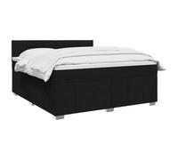 vidaXL Lit boxspring avec Matelas Noir 140 x 190 cm Tissu, Boxspring Moderne, tête de lit réglable, Matelas Ferme, Sommeil Confortable, Meuble déco stylé