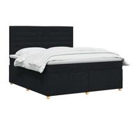 vidaXL Lit boxspring avec Matelas Noir 140 x 200 cm Tissu, Mobilier Moderne pour Chambre, lit avec sommier, Cadre réglable, Matelas Confortable, Solution de Sommeil stylée