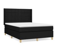 vidaXL Lit boxspring avec matelas noir 140x190 cm Tissu