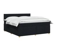 vidaXL Lit boxspring avec Matelas Noir 160 x 200 cm Tissu, Lit de Chambre, Cadre Box Moderne avec tête réglable, Matelas Ferme, mobilier Soutien pour Un Sommeil paisible