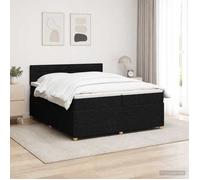 vidaXL Lit boxspring avec matelas Noir 200 x 200 cm Tissu 3453004