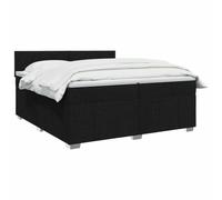 vidaXL Lit boxspring avec Matelas Noir 200 x 200 cm Tissu, Boxspring Moderne, tête de lit réglable, Matelas Ferme, Sommeil Confortable, Meuble déco stylé