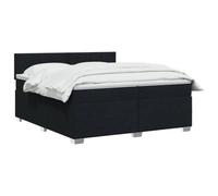 vidaXL Lit boxspring avec Matelas Noir 200 x 200 cm Tissu, Chambre, Lit Box Spring Moderne, Surface de Sommeil, Tête réglable, Cadre Fonctionnel, Soutien Matelas Cozy