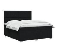 vidaXL Lit boxspring avec Matelas Noir 200 x 200 cm Tissu, Chambre, Lit Moderne, Sommier à Ressorts, Mousse Réglable, Solution Confortable, Matelas Isolant des mouvements