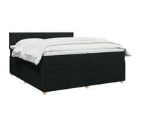 vidaXL Lit boxspring avec Matelas Noir 200 x 200 cm Tissu, Chambre Tendance, lit Box Spring Moderne, tête réglable, Cadre rembourré, Solution Matelas mi-Ferme