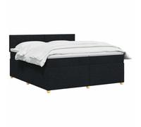 vidaXL Lit boxspring avec Matelas Noir 200 x 200 cm Tissu, Lit de Chambre, Cadre Box Moderne avec tête réglable, Matelas Ferme, mobilier Soutien pour Un Sommeil paisible