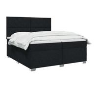 vidaXL Lit boxspring avec Matelas Noir 200 x 200 cm Tissu, Mobilier de Chambre, lit Moderne, sommier, Cadre Ajustable, Confort de Sommeil, Installation intérieure à la Maison