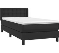 vidaXL Lit boxspring avec matelas noir 80x200 cm similicuir