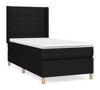 vidaXL Lit boxspring avec matelas noir 80x200 cm tissu