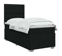 vidaXL Lit boxspring avec Matelas Noir 90 x 190 cm Tissu, Chambre, Lit Moderne, Sommier à Ressorts, Mousse Réglable, Solution Confortable, Matelas Isolant des mouvements