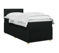 vidaXL Lit boxspring avec Matelas Noir 90 x 190 cm Tissu, Chambre Tendance, lit Box Spring Moderne, tête réglable, Cadre rembourré, Solution Matelas mi-Ferme