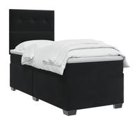 vidaXL Lit boxspring avec Matelas Noir 90 x 190 cm Velours, Chambre, lit Tendance, Velours, tête de lit Ajustable, Matelas Ferme, Sommeil réparateur, idées déco