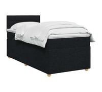 vidaXL Lit boxspring avec Matelas Noir 90 x 200 cm Tissu, Lit de Chambre, Cadre Box Moderne avec tête réglable, Matelas Ferme, mobilier Soutien pour Un Sommeil paisible