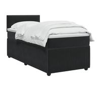 vidaXL Lit boxspring avec Matelas Noir 90 x 200 cm Velours, Lit Moderne, avec tête de lit Ajustable, Velours, Confortable, Meuble Gain de Place stylé pour la Chambre
