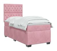vidaXL Lit boxspring avec Matelas Rose 100 x 200 cm Velours, Chambre, lit Tendance, Velours, tête de lit Ajustable, Matelas Ferme, Sommeil réparateur, idées déco